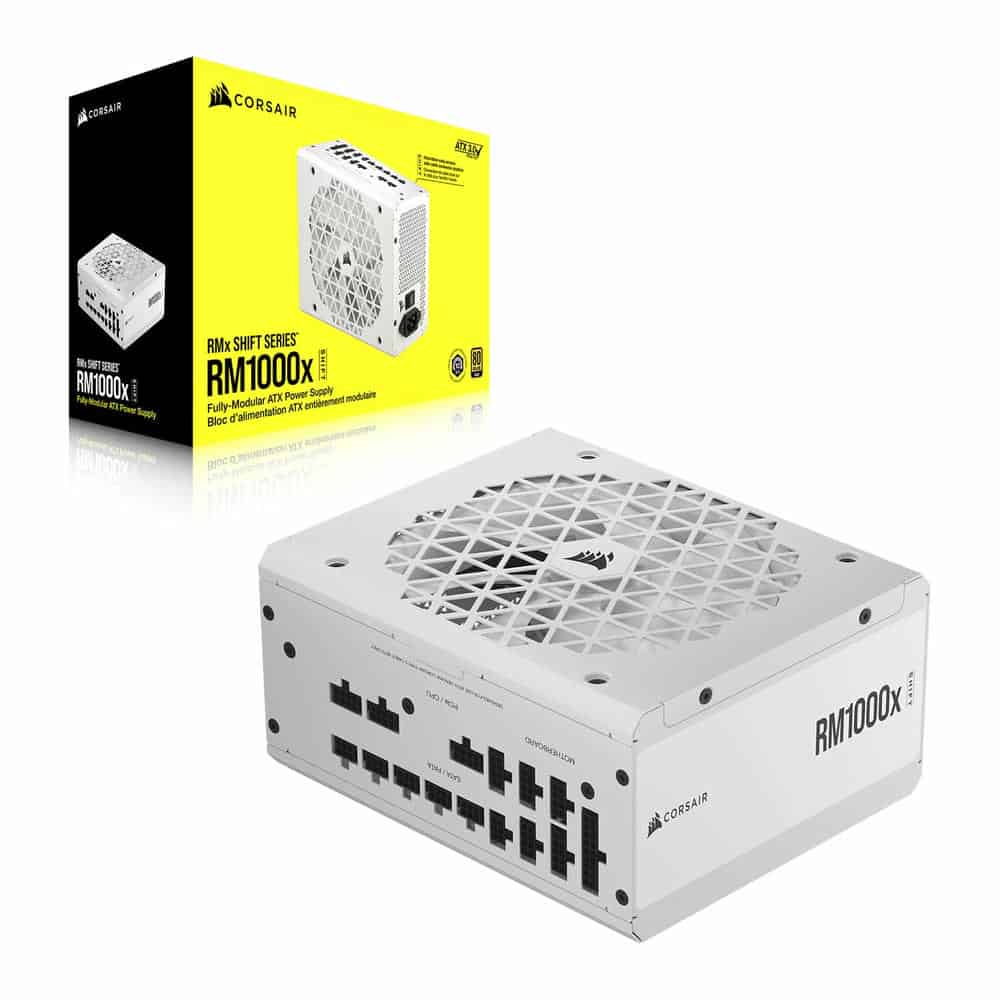 (image for) Corsair RMx SHIFT White Series 1000W 80+ Gold PCIE 5.0 Fully Modular ATX 3.0 Power Supply